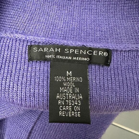 Sarah Spencer Merino Wool Purple Shawl Neck Button Down Cardi‎ Sweater sz M New - Picture 8 of 10